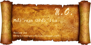 Mánya Ofélia névjegykártya